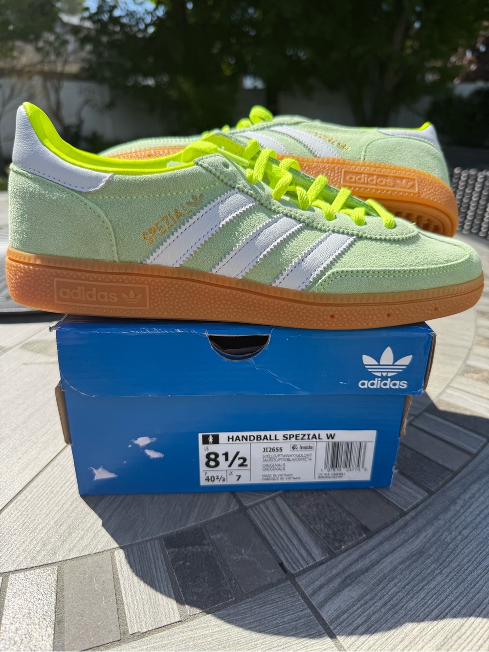 adidas Handball Spezial W Neon Green with Orange Gum Sole